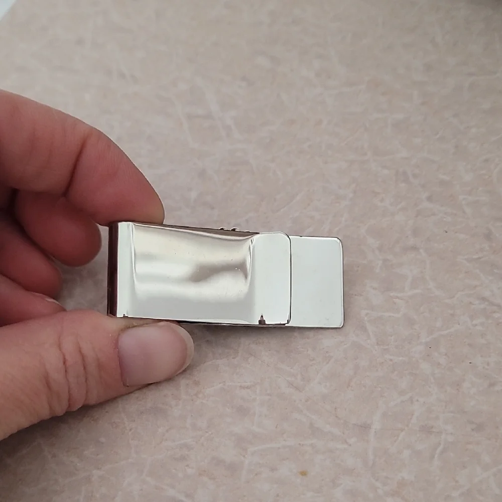 Silver Money Clip with Green Stone Accent Also Matching Bolo.